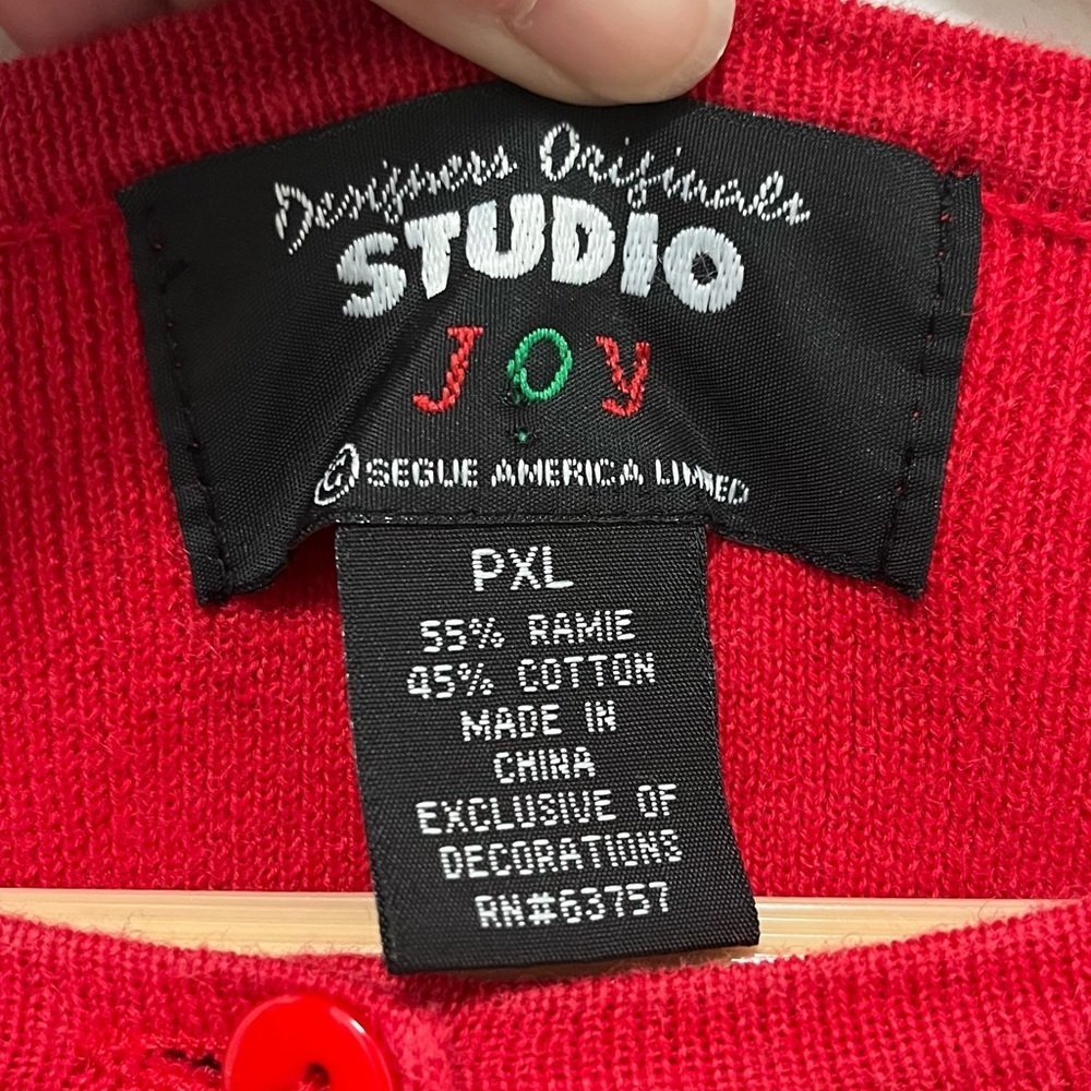 VINTAGE Studio Joy Scottie Dog Embroidered Button Up Cardigan Sweater Size PXL - Picture 2 of 5